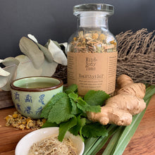 Load image into Gallery viewer, Heal(thy) Self tea by Mind + Body Teas. The perfect tea for those who work hard and play hard! Heal and restore your body, calm and relax your mind, get your bounce back! Heal(thy) Self combines herbs traditionally used to fight off infections, assist your body in managing mental and physical stresses, whilst also calming your mind and relaxing your muscles. This specific combination may also enhance circulation and lower cholesterol.