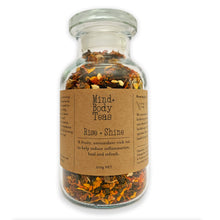 Load image into Gallery viewer, Rise and Shine tea is an organic herbal tea that may support you with inflammation, digestion, gut health, lowering cholesterol, and lowering blood glucose levels. Organic herbal tea blend, Mind and body teas, All-natural blended tea, custom-blended tea, fine tea blends, premium tea blends, tea for inflammation, tea for diabetes, tea for immune support