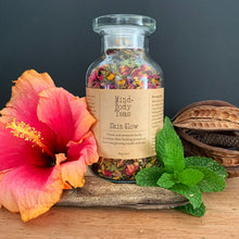 Load image into Gallery viewer, Organic herbal tea blend, Mind and body teas, All-natural blended tea, custom-blended tea, fine tea blends, premium tea blends, Skin Glow Tea, Skin Glow herbal blend, tea for detox, tea for skin, tea for weight loss, tea for wellbeing, healthy ritual, healthy tea, healthy detox