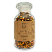 Load image into Gallery viewer, Rise and Shine tea is an organic herbal tea that may support you with inflammation, digestion, gut health, lowering cholesterol, and lowering blood glucose levels.  Organic herbal tea blend, Mind and body teas, All-natural blended tea, custom-blended tea, fine tea blends, premium tea blends, tea for inflammation, tea for diabetes, tea for immune support
