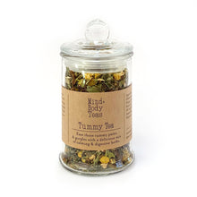 Load image into Gallery viewer, Un-tangle the knots and ease those tummy pains and gurgles with a fragrant mix of calming and digestive herbs that also taste delicious. The herbs in Tummy Tea have been selected for their ability to help when stress and anxiety affect digestion. Drink before, during or after a meal. Organic herbal tea blend, Mind and body teas, All-natural blended tea, custom-blended tea, fine tea blends, premium tea blends, tea for tummy, Tummy Tea, tea for digestion, tea for irritable bowel syndrome, tea for gut
